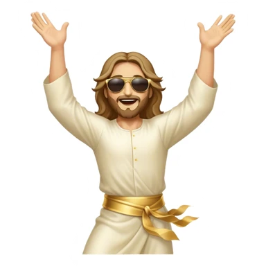 dancing figure of rejoicing Jesus with  sunglases golden  sticker