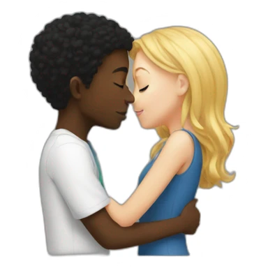 Black Boy smooching a white girl sticker