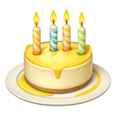 triangle lemon cheesecake on plate and birthday candles sticker