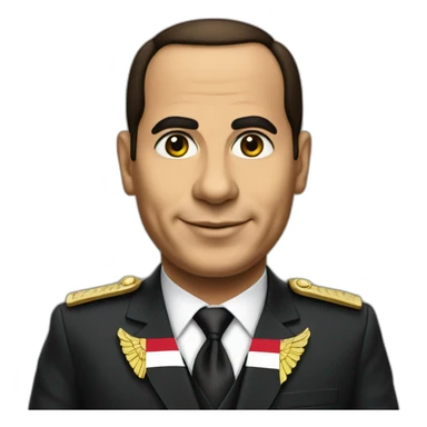 Egyptian President Al Sisi in a suit with egyptian flag sticker