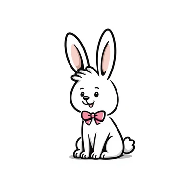 cutesy white bunny rabbit with a pink bow sticker