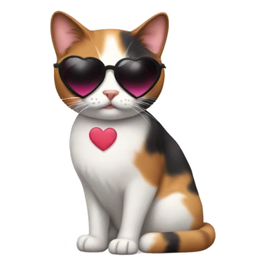 Calico cat with heart shaped sunglasses sticker