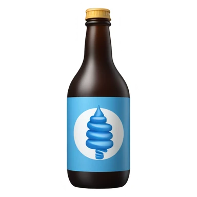 Blue bottle with a spiral logo on the bottle  sticker