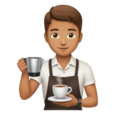 Бариста делает кофе. Цветовая палитра: #FFFFFF, #F7FD02, #D3D3D3, # 242424 sticker