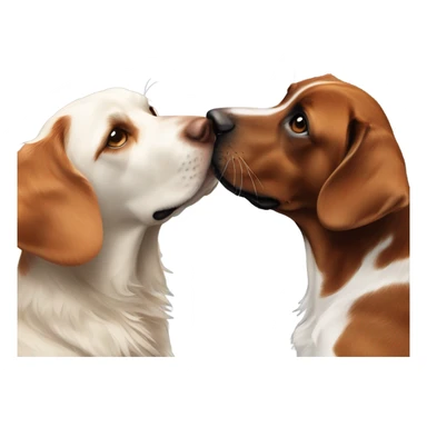 Black lab and Brittney spaniel kissing  sticker