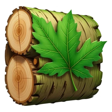 Log with a leaf on it  sticker