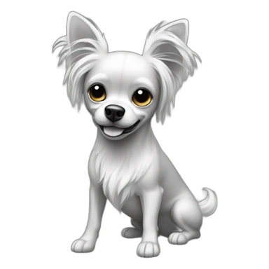 "dog-blackandwhite-longhairbody-barelegs-chihuahuaears-hairyears sticker