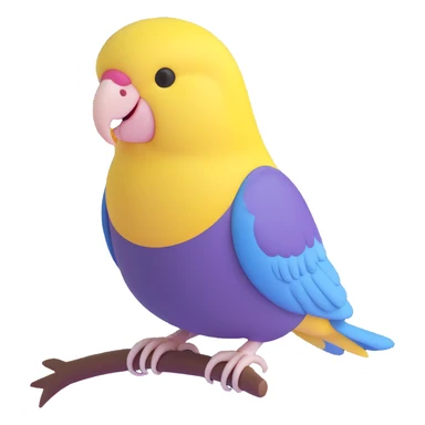 purple budgie with yellow head and fine details sticker