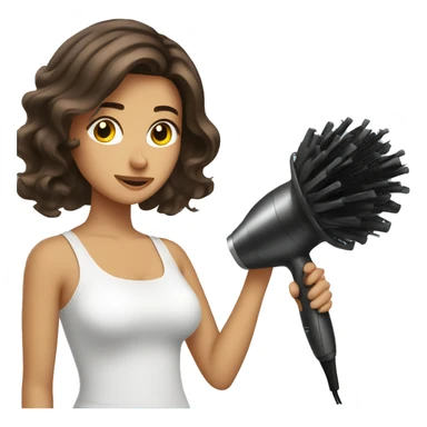 Brunette girl blow drying hair sticker