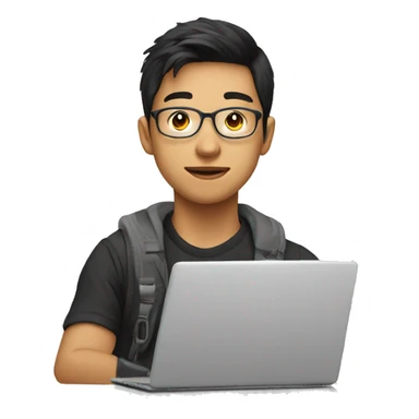 Graphic Designer asian teen with laptop sticker