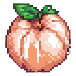 a peach pixel art sticker
