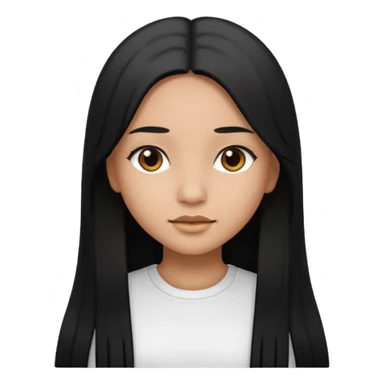 A girl in white with black long straight hair and light brown skin sticker