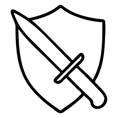 shield and knife outlined icon sticker