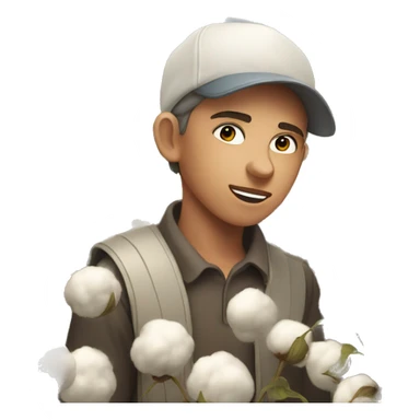 Boy in cotton field  sticker