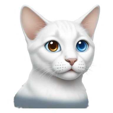 White cat with brown spots blue eyes and big ears sticker
