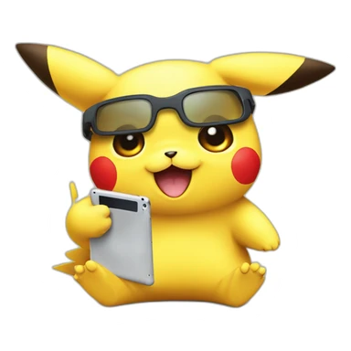 Cute pikachu with ipad sticker