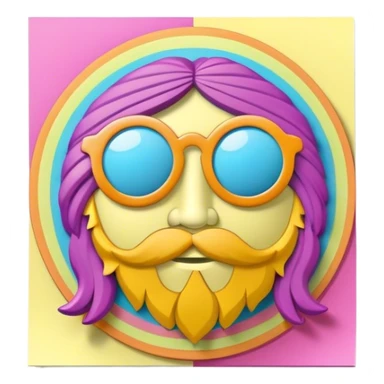 3D, psychedelic colored hippie style sticky note sticker