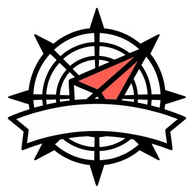 compass with elegant white ribbon wrapped around it sticker