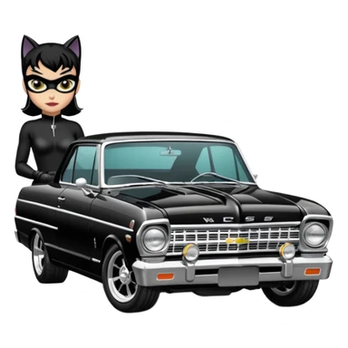Catwoman’s  blacked-chrome 1965 Chevy Nova SS street rod sticker