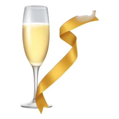A glass of champagne with a ribbon sticker