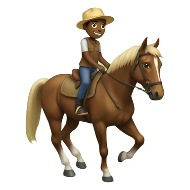 boy riding horse in nature sticker