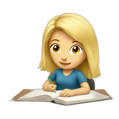 blonde girl studying sticker