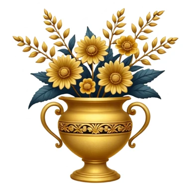 dried flowers in a golden vase sticker