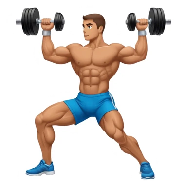 side-view bodybuilder dumbbell lunges sticker