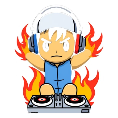 Hot handsomeb muscular 6ft tall ash ketchum being a  dj and his music is on fire while kissing a friend sticker