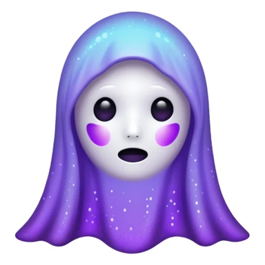 glitter cian and purple ghost no face sticker