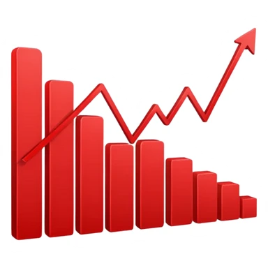 red chart decreasing down sticker