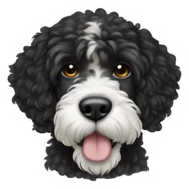 black with white tiny spot on head portuguese water dog sticker