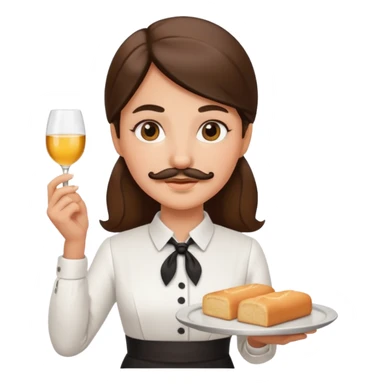 mustached waiter woman sticker