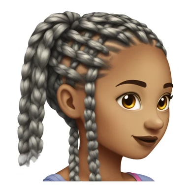 box braids on light skinned girl head sticker