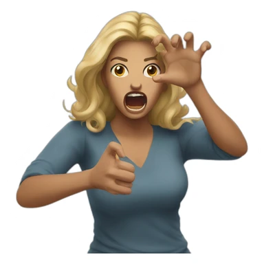 A woman acting like a monster with her hand and her face says grrr. Both hands are visible !  sticker