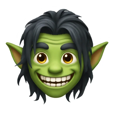 goblin dark long dark hair big smile sticker