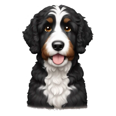 black and white bernedoodle with brown eyebrows sticker