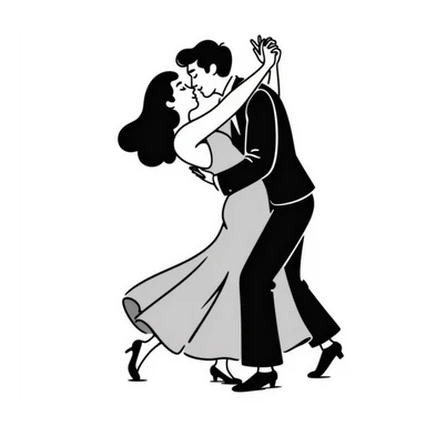 Hand drawn passionate dancers in an intimate tango pose sticker
