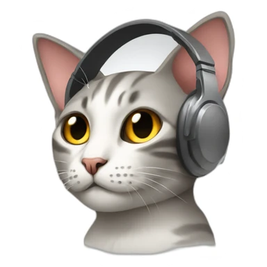 Cat listening to metal music sticker