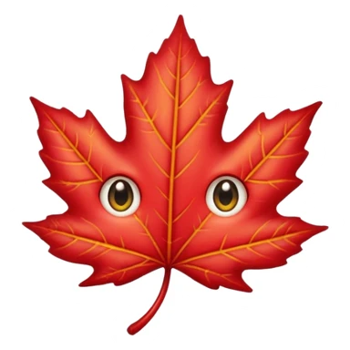 feuille d'érable, style Kawaii, yeux brillants sticker