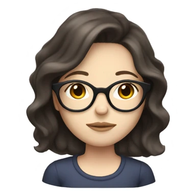 girl with dark brown hair a little bit wavy pale skin and glasses sleeping sticker