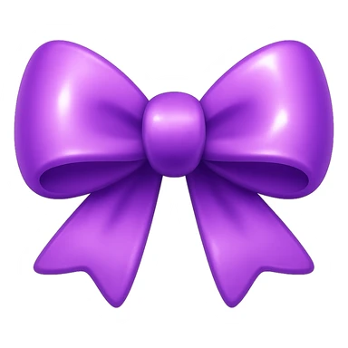 purple bow emoji, cute and shiny, with a gradient effect sticker