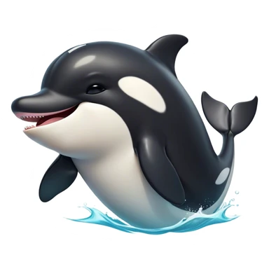Cinematic Cute Yawning orca Portrait Emoji, Head tilted slightly with a dramatic, wide-open yawn, showcasing a sleek black-and-white body with gently relaxed fins and sleepy, half-closed eyes, Simplified yet irresistibly adorable features, highly detailed, glowing with a soft, cozy marine glow, high shine, relaxed yet expressive, stylized with a dash of whimsical deep-sea charm, soft glowing outline, capturing the essence of a drowsy yet affectionate orca that appears ready to stretch out in the waves for a nap! sticker