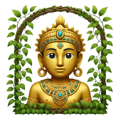 Golden ruined mayan Statue in Jungle sticker
