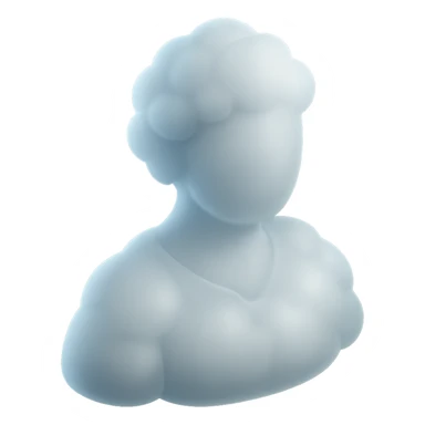 A person from the shoulders up, entirely composed of fluffy white convex clouds sticker