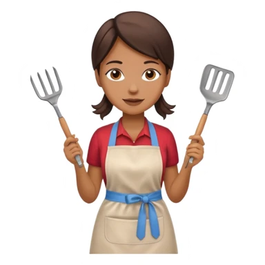 woman grilling bbq with grill and apron sticker