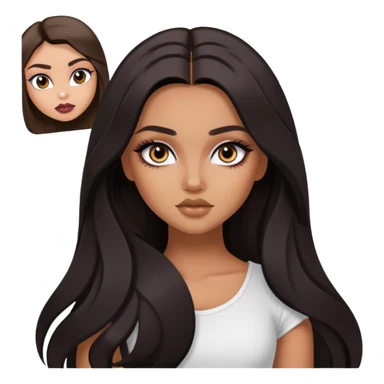 dark long hair, pretty eyes, pretty makeup, pretty bratz baddie sticker