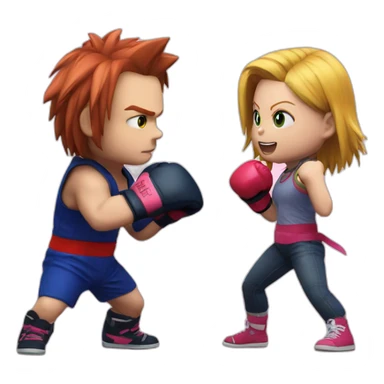 Chucky boxing with Sakura haruno sticker