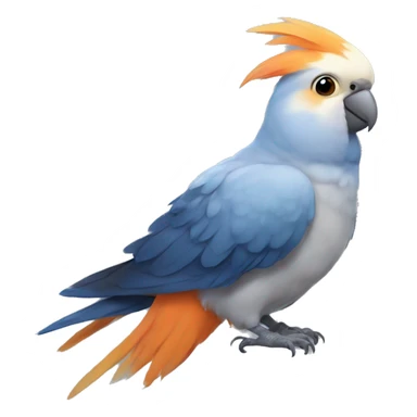 Blue Cockatiel, blushy cheeks, orange feathers on top sticker