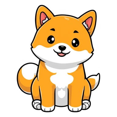 adorable black Shiba Inu puppy full body pose sticker